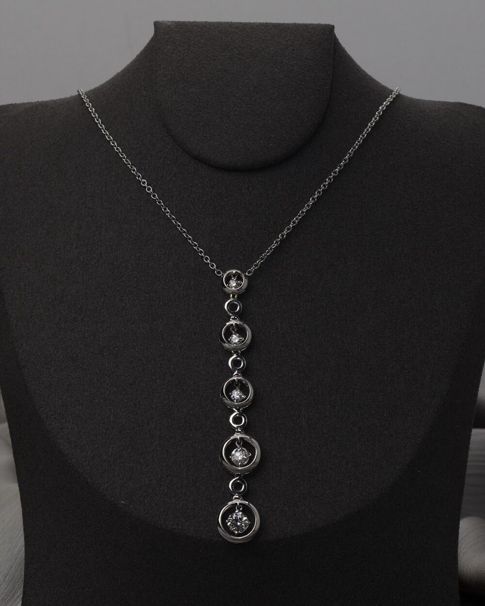 Rosiblu 18k White Gold Natural Diamond Drop Necklace 6.8G / 18in / 1.25tcw